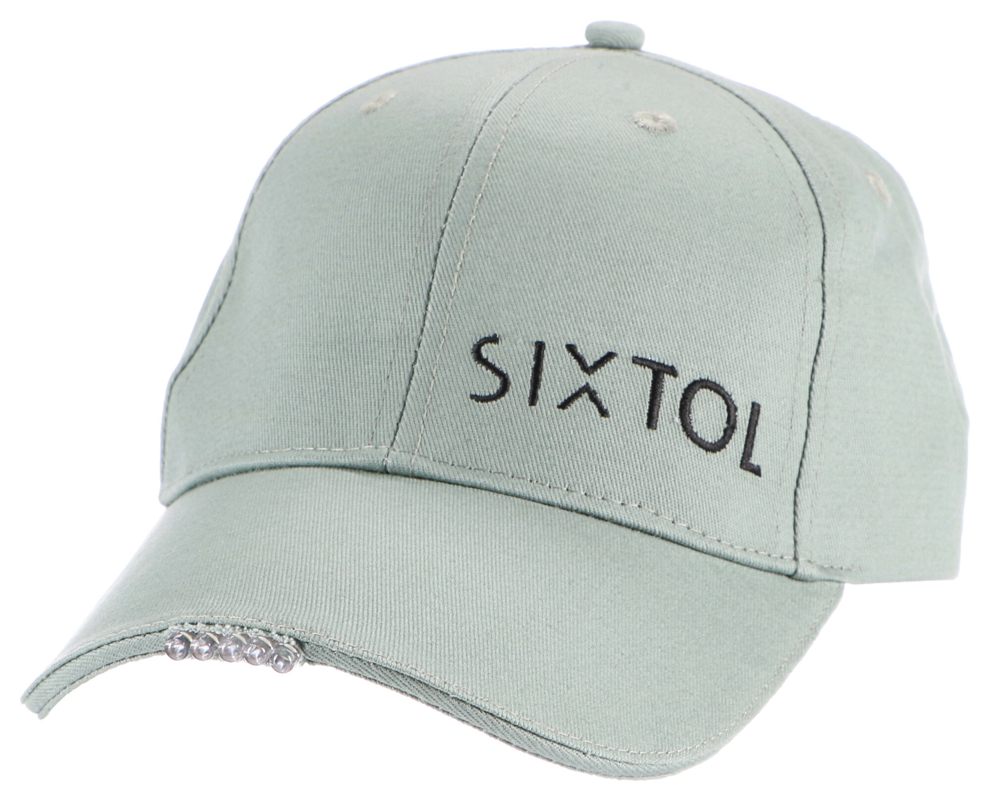 Kšiltovka s LED světlem 25 lm, nabíjecí USB, maskáč, univerzální velikost - SIXTOL B-CAP Barva: zelená