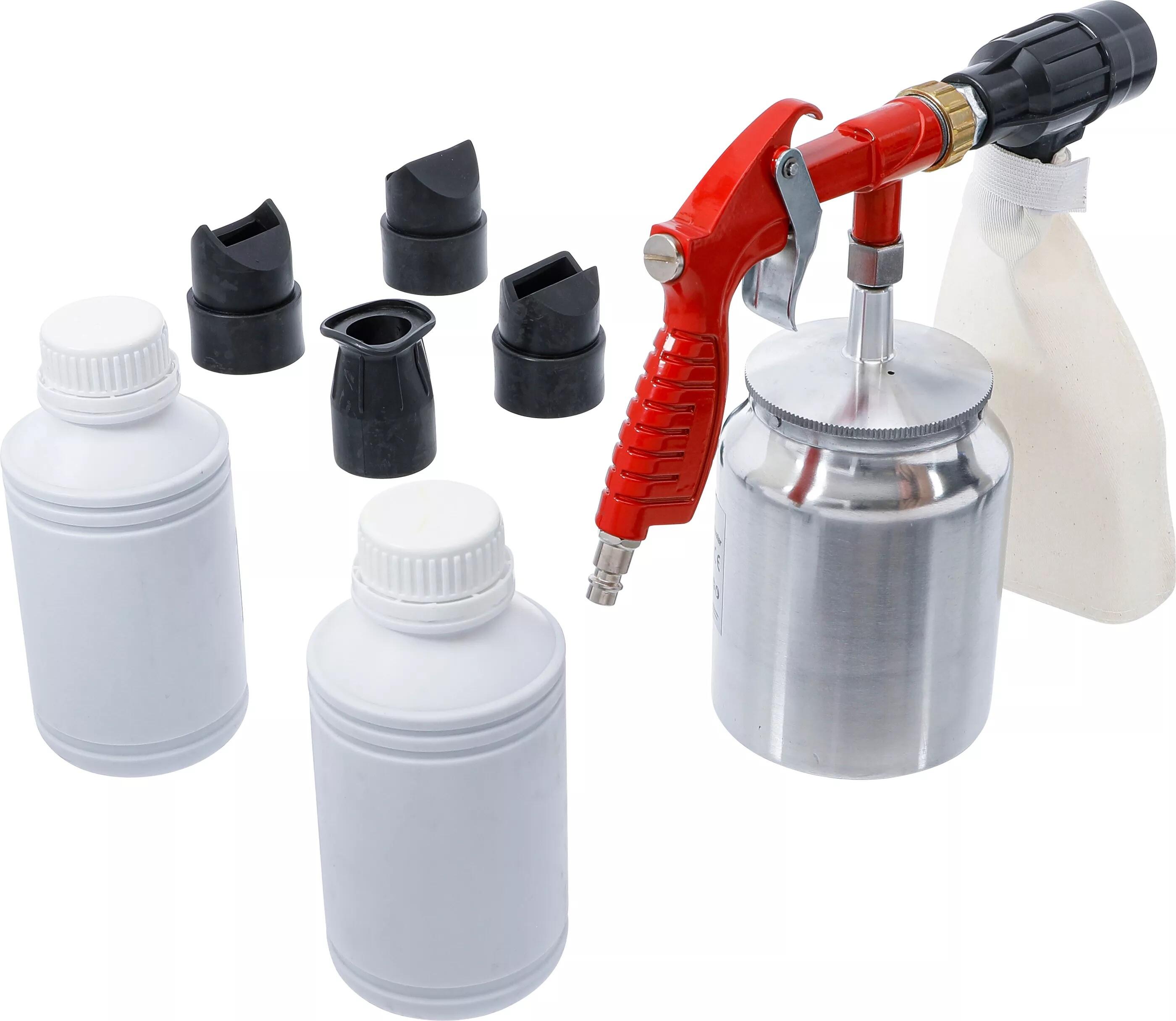 Pneumatická pískovací pistole, se sadou trysek a baleními tryskacího prostředku