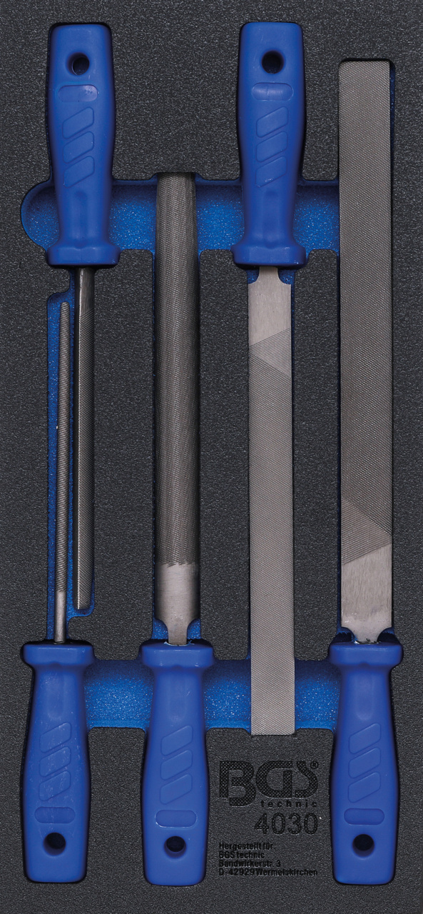 BGS technic Pilníky dílenské - ploché, půlkulatý, trojúhelníkový a kulatý, 5 dílů v modulu - BGS 4030