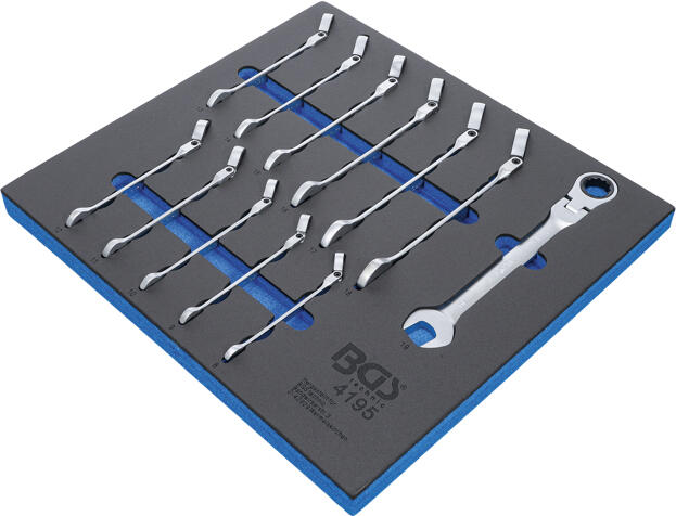 Očkoploché klíče ráčnové s kloubem, 8-19 mm, 12 dílů v modulu - BGS 4195