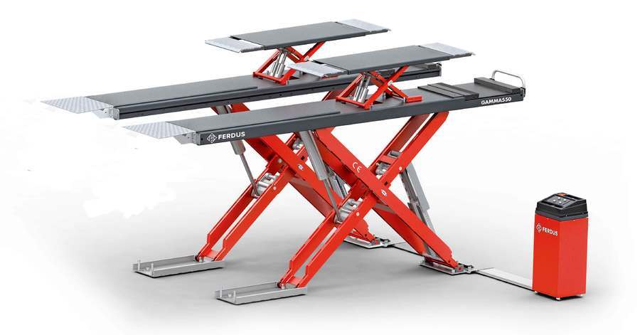 Ferdus Nůžkový zvedák GAMMA550, 5,5 t, s přizdvihem pro geometrii a sada pro instalaci do podlahy
