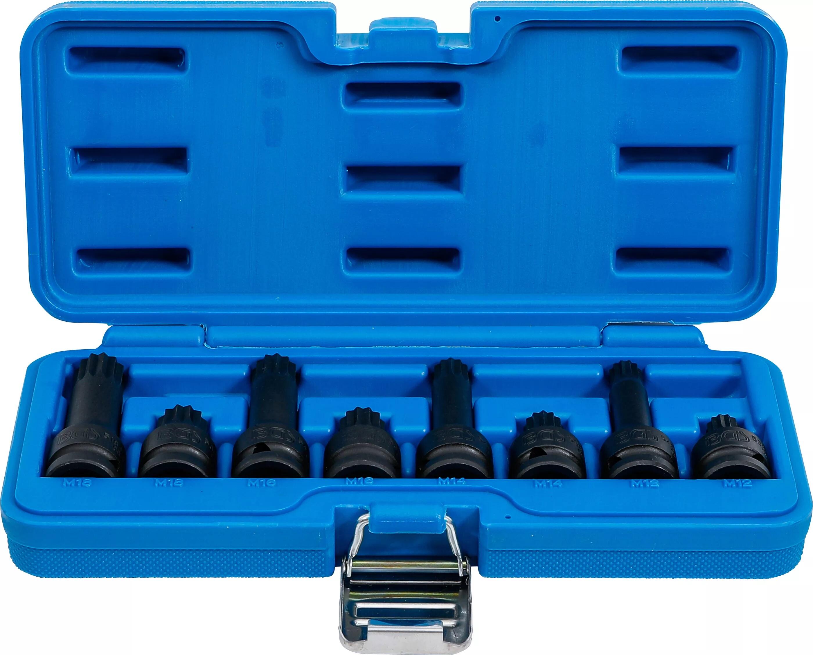 Zástrčné hlavice 1/2" XZN M12-M18, úderové, sada 8 ks - BGS 5381