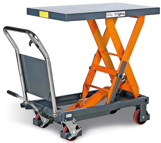 Zvedací stůl nůžkový FHT 500, nosnost 500 kg, s hydraulickým systémem, pojízdný