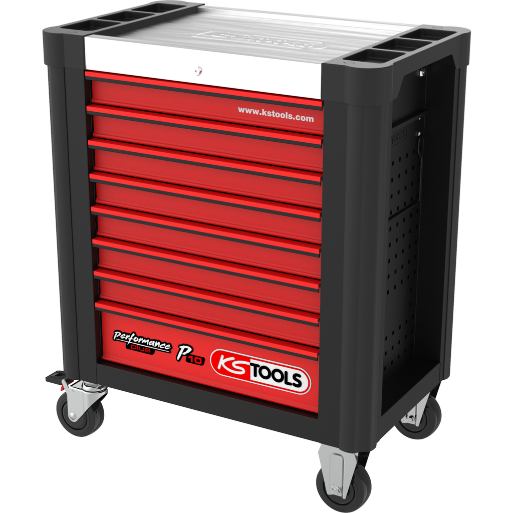 Dílenský vozík nevybavený, 8 zásuvek, centrální zámek, ocelová deska - KS TOOLS 873.0008