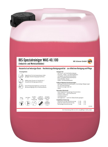 Čistící prostředek WAS 40.100, 20 l, na podlahy, koncentrát - IBS Scherer