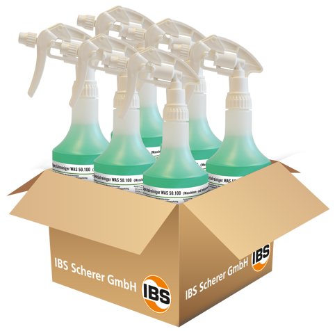 Čistící prostředek WAS 50.100, 6x500 ml s rozprašovačem, bez označení - IBS Scherer