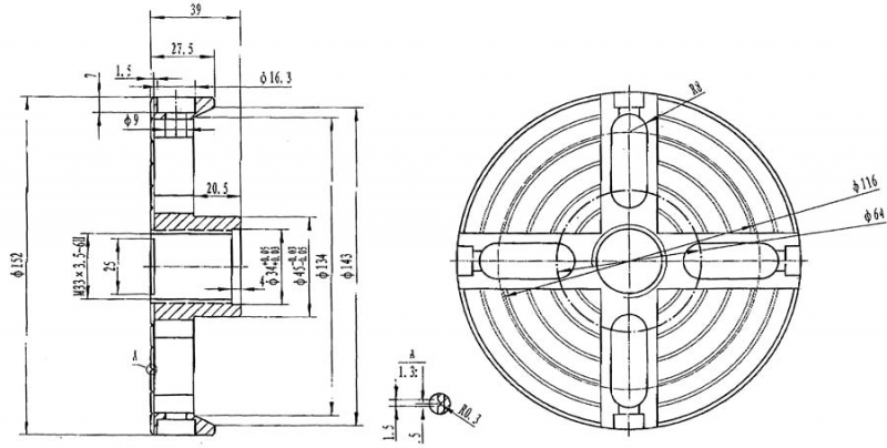 Holzstar® Čtyřčelisťové sklíčidlo o 150 mm
