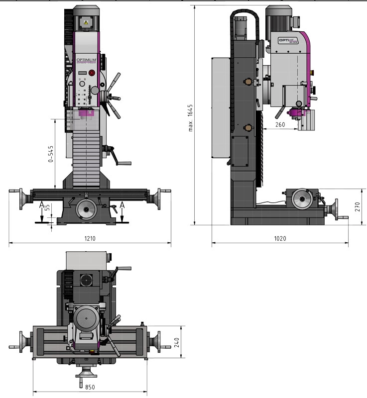 OPTIMUM Vrtačko-frézka OPTImill MH 50 G (obrázek 3)