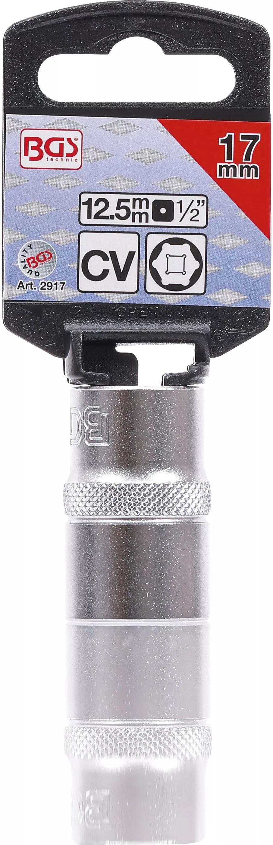 Nástrčná 6hranná hlavice, 17 mm, 1/2", „Pro Torque", vroubkovaná - BGS 2917