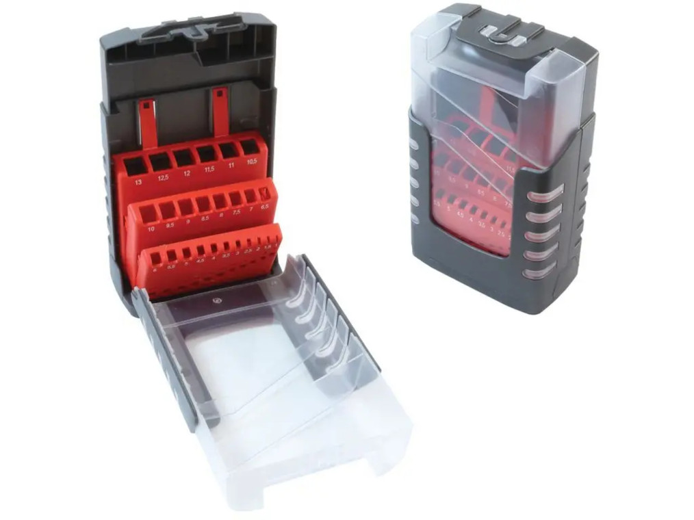 Rose Plastic Kazeta na vrtáky, 25dílná, 1,0-13,0 x 0,5 mm, plastová, červeno-černá