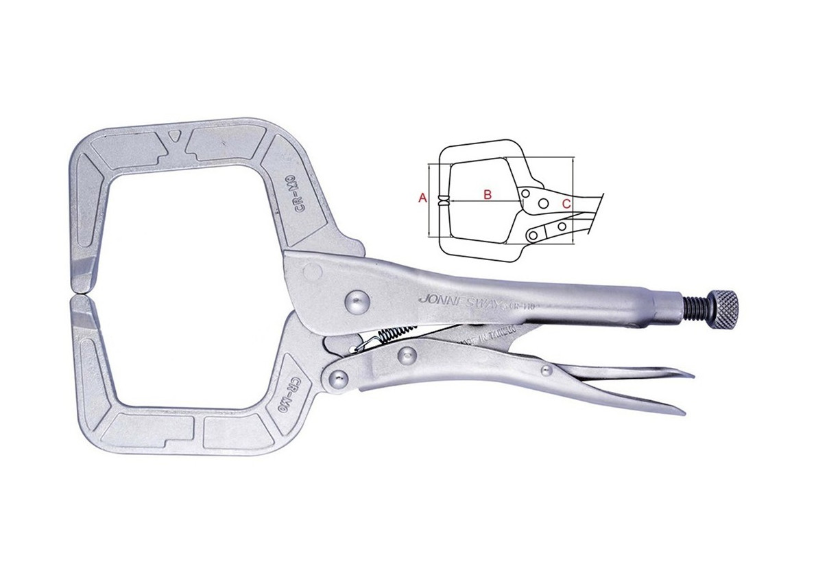 Kleště rychloupínací s pákovým mechanismem, typ C, délka 275 mm - JONNESWAY P37M11A