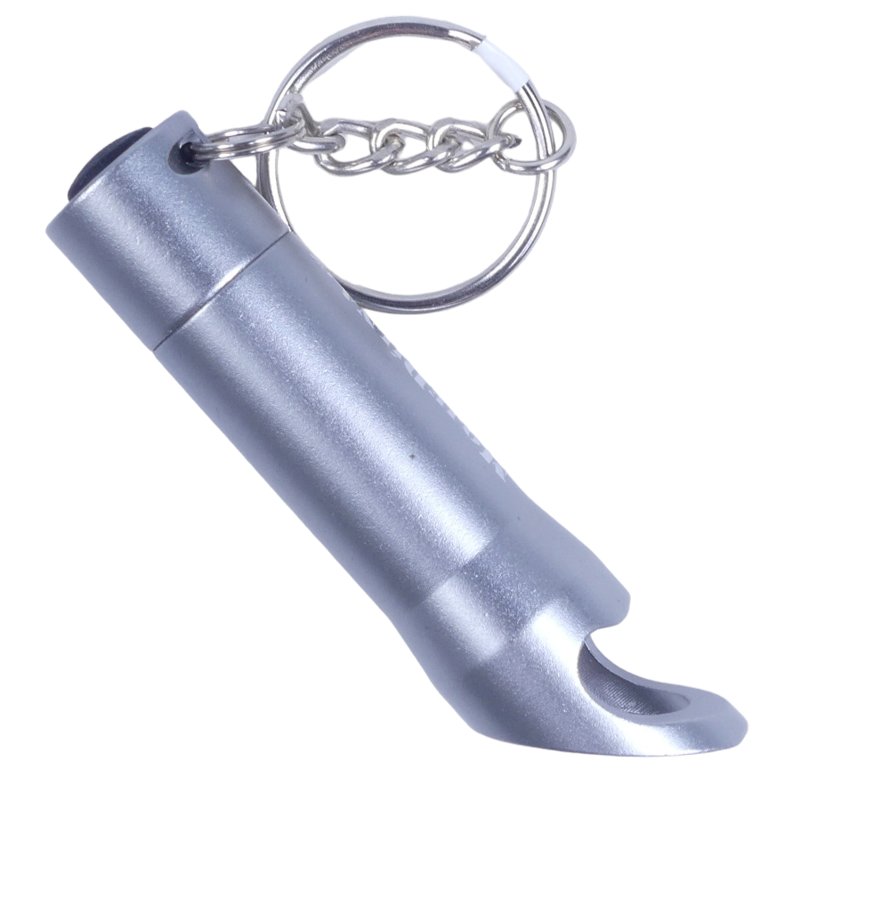 MDtools Svítilna s otvírákem, stříbrná „MojeDílna.cz“