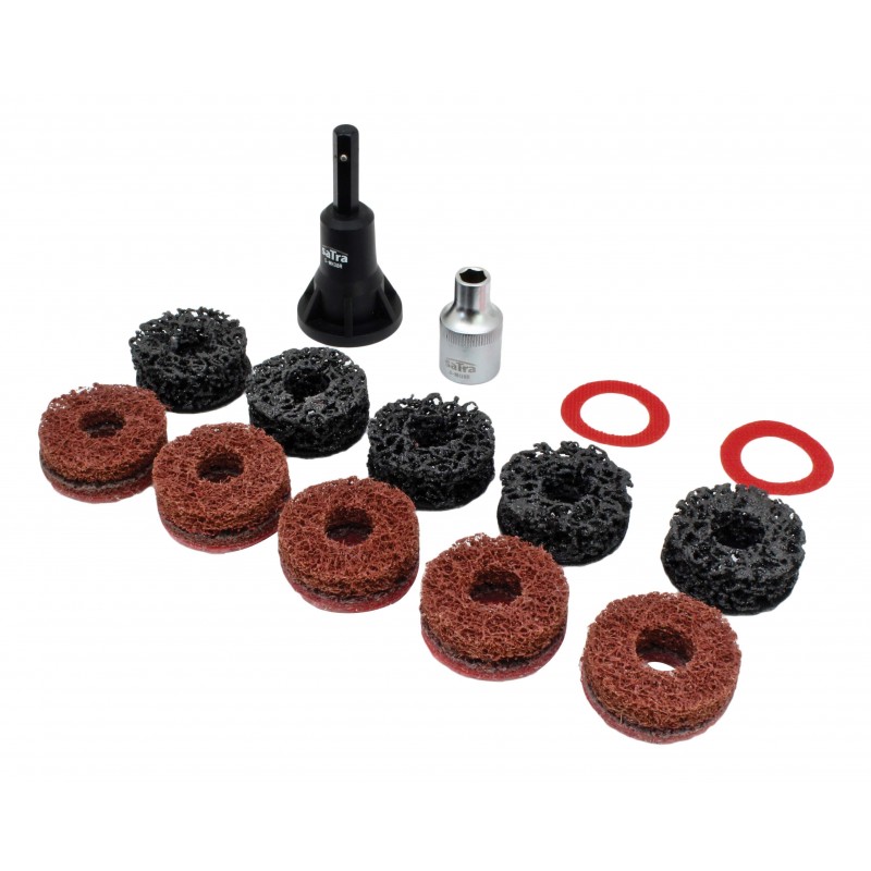 Sada čističů kotoučů, adaptér 1/2″, průměr 40 mm, 14 dílů – SATRA S-WH38R