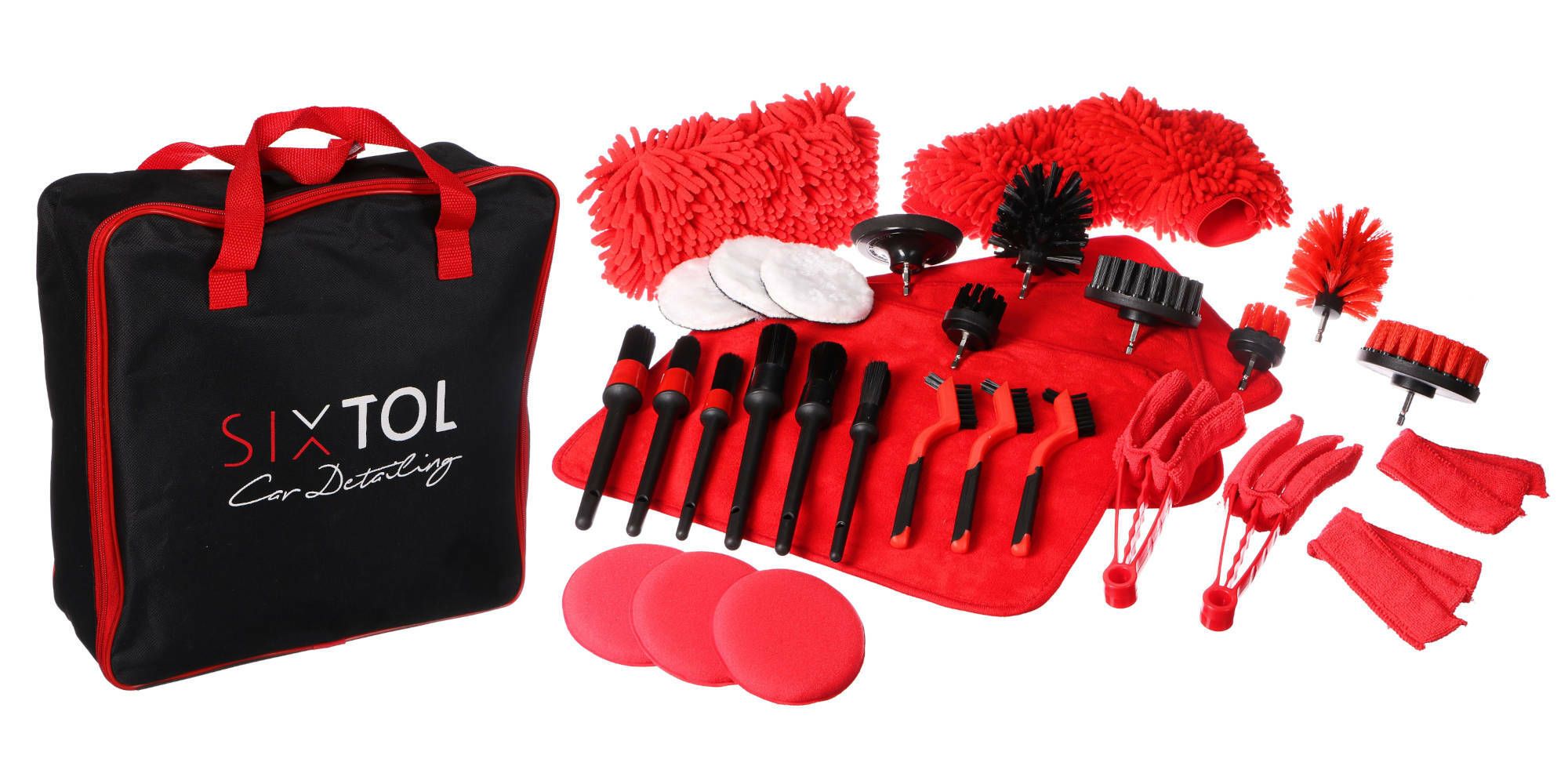 Multifunkční sada nástrojů pro čištění a mytí auta, 33 ks - SIXTOL