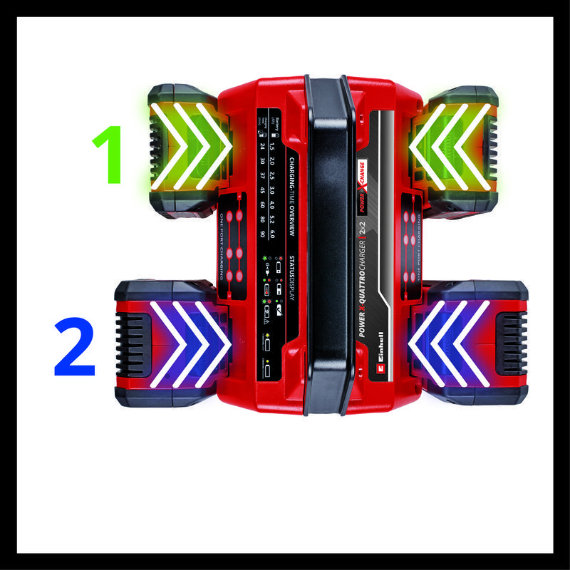 Nabíječka 2x2, 4 A, Power X-Change Quattrocharger - Einhell