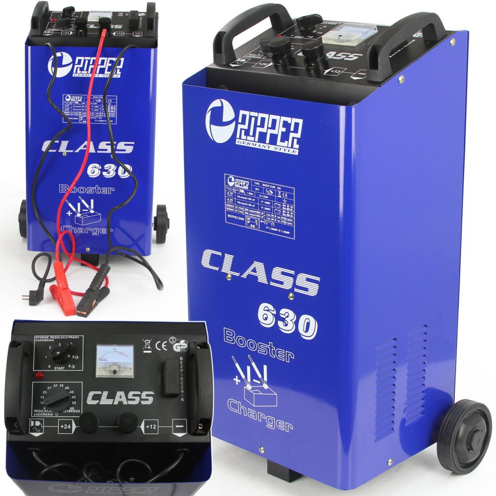 RIPPER Nabíječka autobaterií - startovací zdroj, 12V/24V, 60-800 Ah, pojízdný - Class 630
