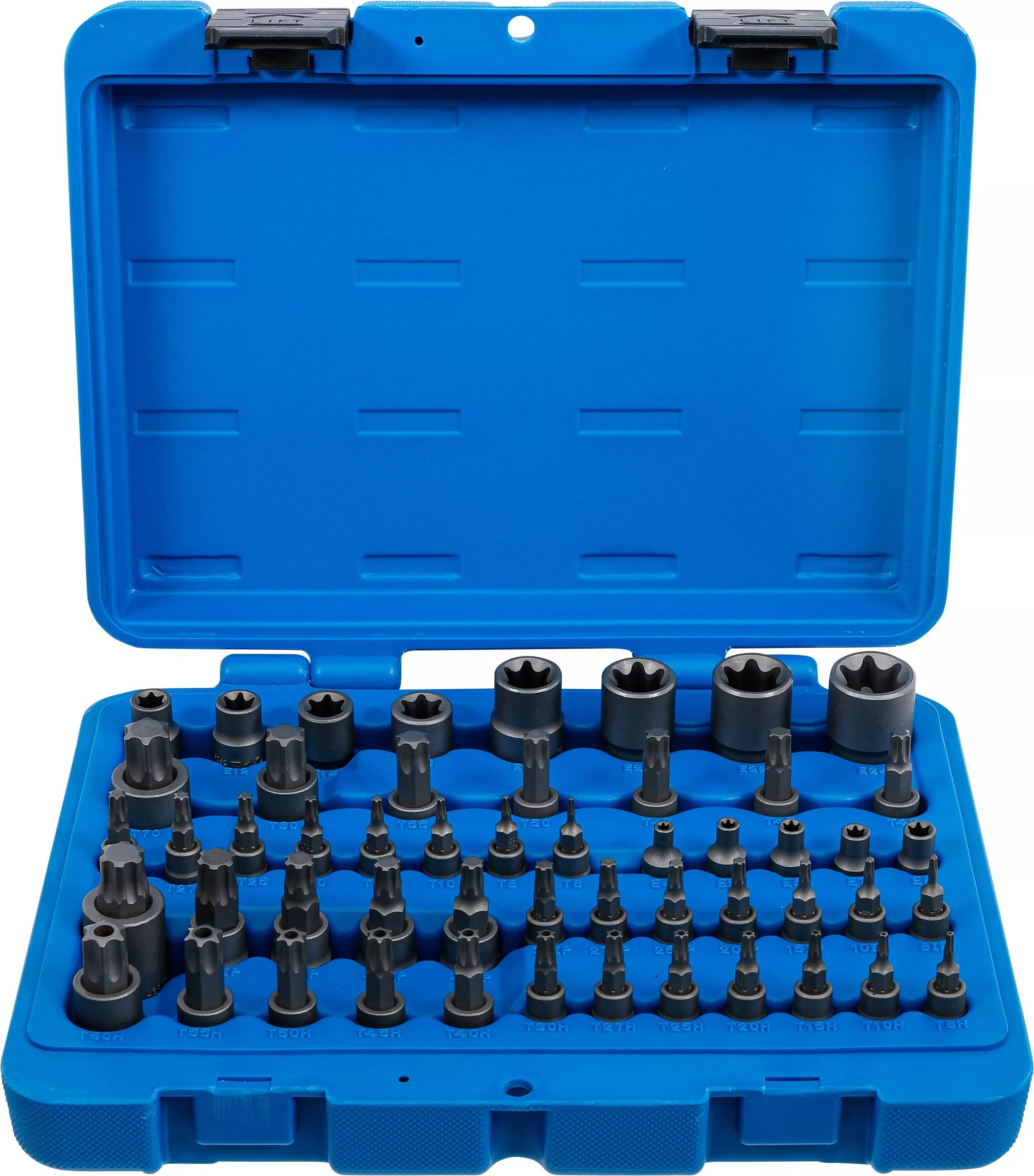 Nástrčné a zástrčné hlavice TORX 1/4", 3/8" a 1/2", sada 52 dílů - BGS 9839