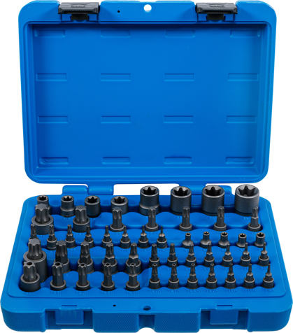 Nástrčné a zástrčné hlavice TORX 1/4", 3/8" a 1/2", sada 52 dílů - BGS 9839