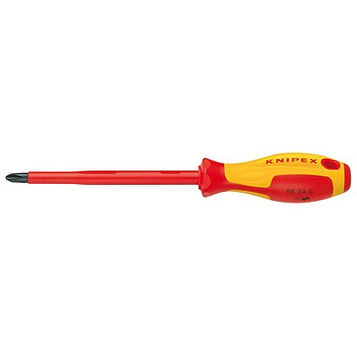 Šroubovák křížový (Philips), izolovaný 1000V, PH1, délka 187 mm, zúžený - KNIPEX 982401SL Délka: 270 mm, Velikost: PH3, Provedení: Standardní