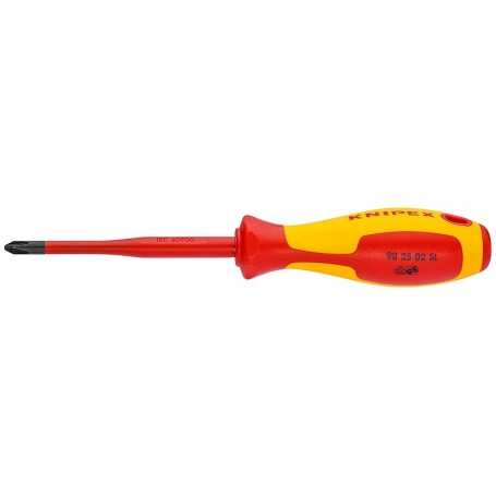 Šroubovák křížový (Pozidriv), izolovaný 1000V, PZ1, délka 187 mm - KNIPEX 98 25 01 Délka: 212 mm, Velikost: PZ2, Provedení: Zúžený
