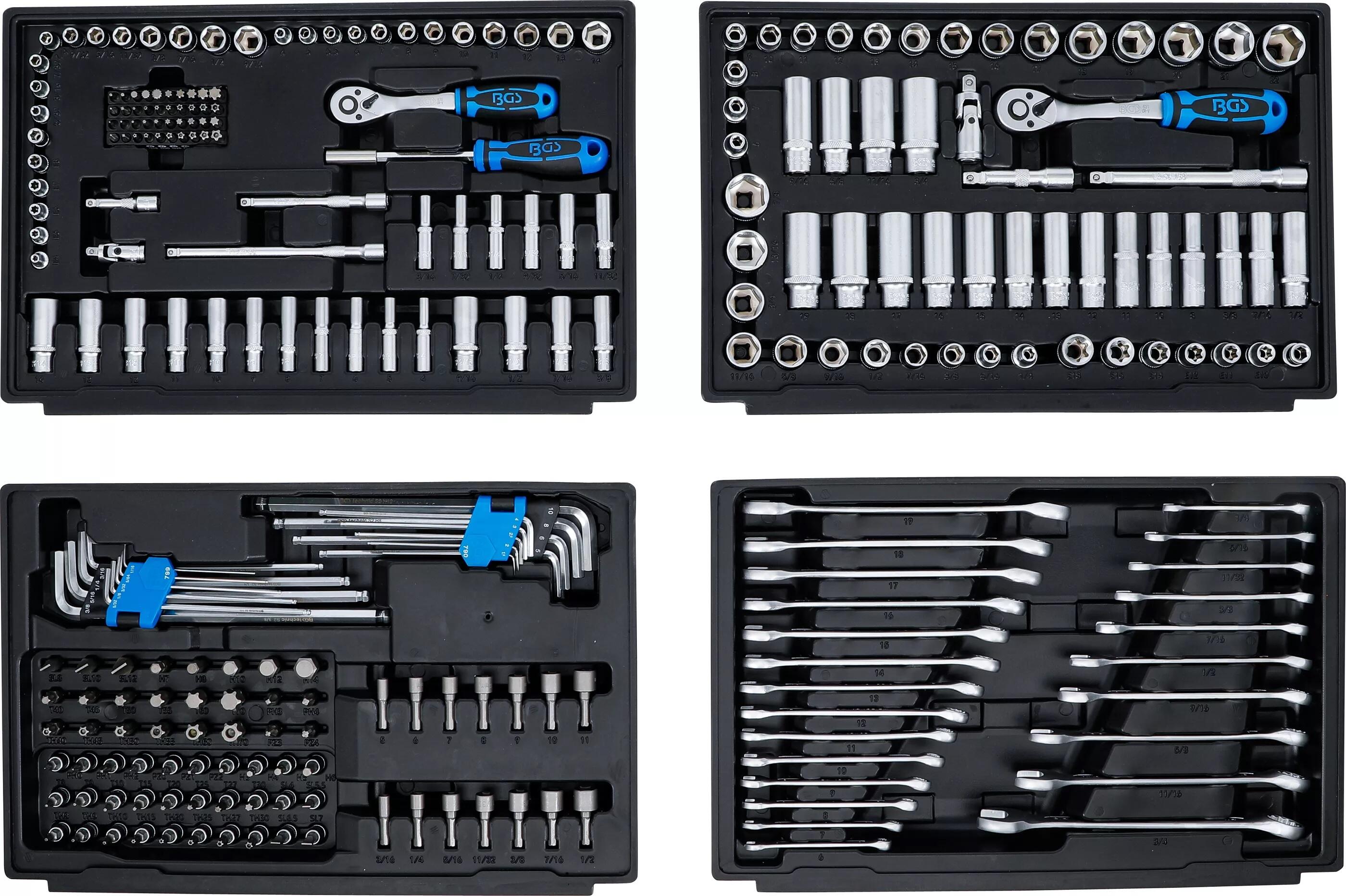 BGS technic Gola sada 1/4", 3/8" a 1/2", 6hranné metrické a palcové hlavice, 300 dílů - BGS 74000 (obrázek 9)