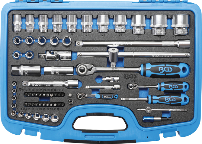 Gola sada 1/4" a 1/2", 6hranné hlavice Pro Torque 5-32 mm, 66 dílů - BGS 2248