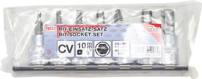 Zástrčné hlavice Imbus 3/8“, H3-H10, sada 7 dílů na liště - BGS 5107