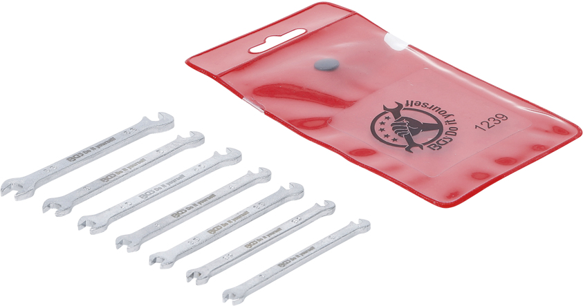 BGS Do it yourself Klíče ploché otevřené, dvoustranné, 3-5.5 mm, mini provedení, sada 7 dílů v obalu