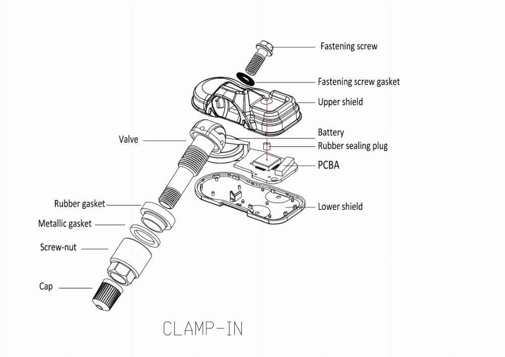 MDtools TPMS senzor s ALU ventilem, 433 MHz, programovatelný, stříbrný