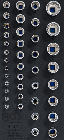 BGS Technic BGS 4149 Vložka do dílenského vozíku 1/3: nástrčné hlavice 1/4" - 3/8" - 1/2"