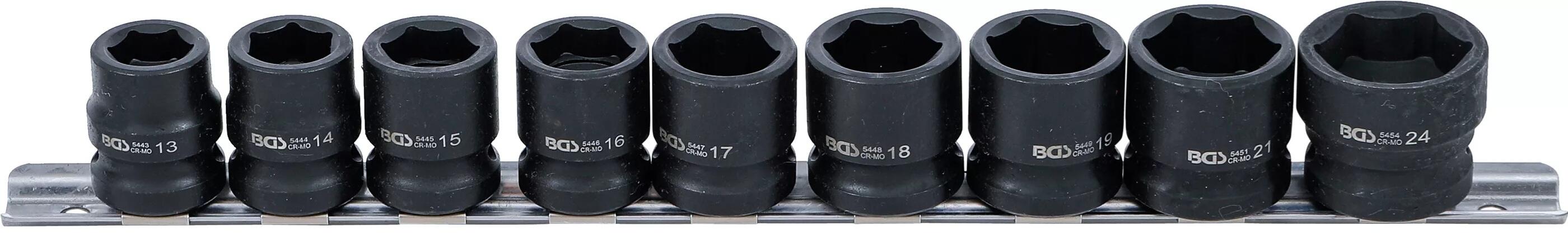 BGS Technic BGS 9551 Nástrčné hlavice 1/2", velmi nízké, šestihranné 13 ÷ 24 mm, úderové.