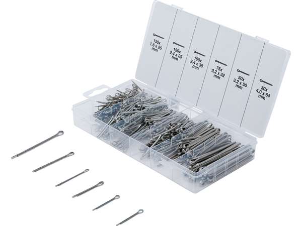 BGS Technic BGS 8048-1 Závlačky pr. 1,6 ÷ 4,0 mm z nerezové oceli (Sada 555 dílů)
