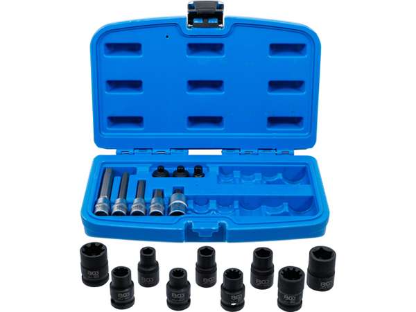BGS Technic BGS 74283 Nástrčné klíče a hlavice 1/4"-3/8"-1/2" pro brzdové třmeny (Sada 17