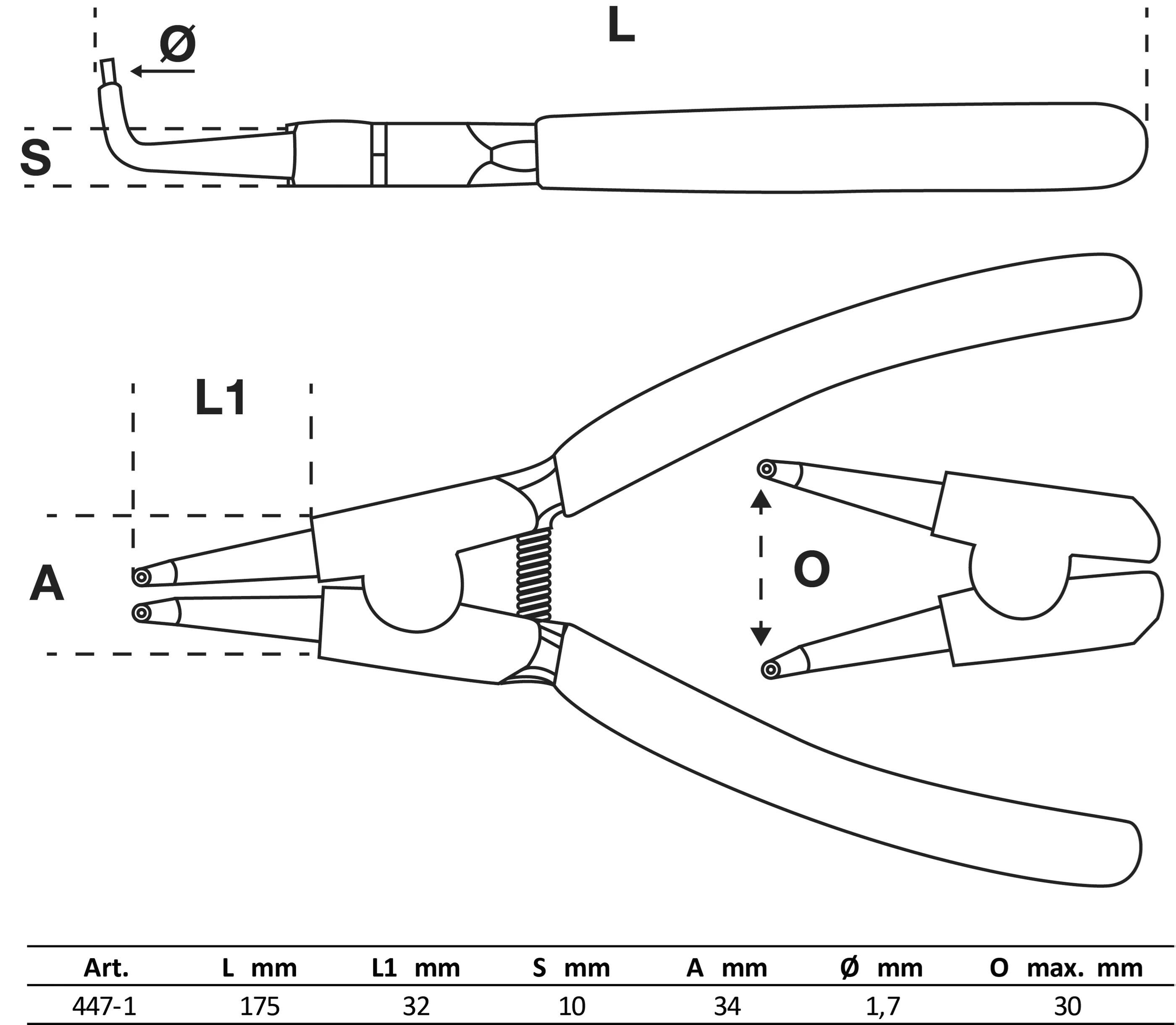 BGS Technic BGS 447-1 Kleště na vnější pojistné kroužky 175 mm