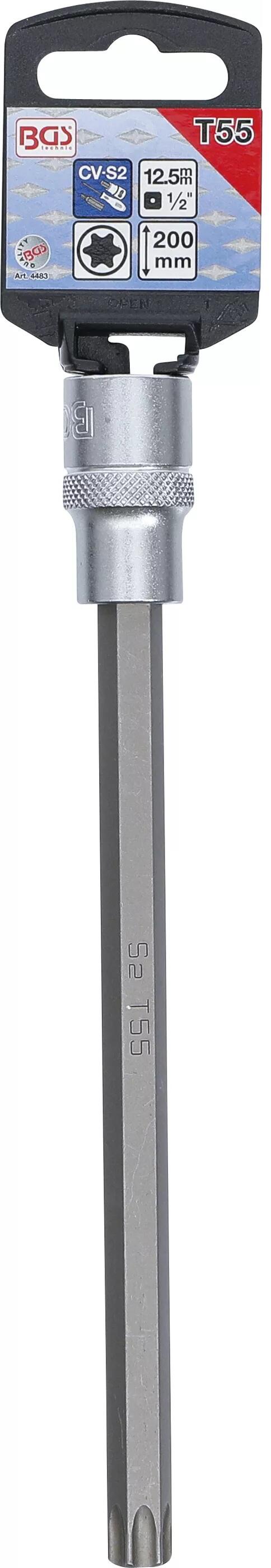 BGS Technic BGS 4483 Zástrčná hlavice 1/2" T-profil T55, délka 200 mm