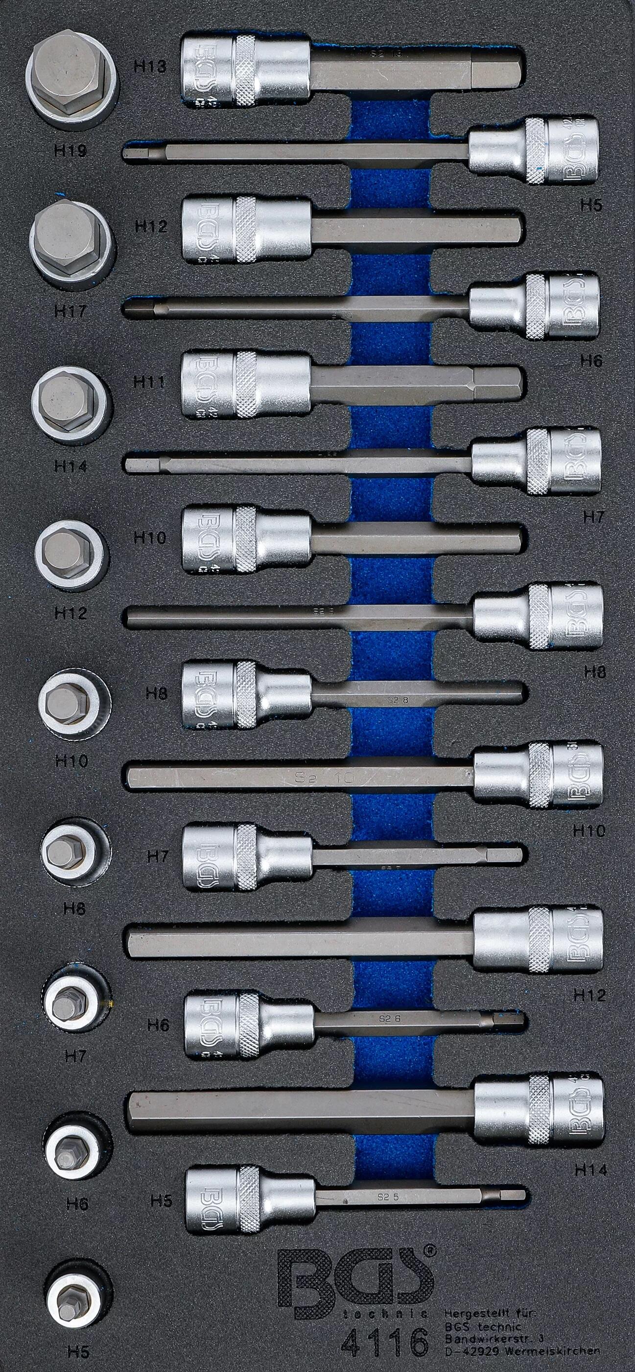 BGS Technic BGS 4116 Zástrčné hlavice 1/2" šestihrané 5 ÷ 19 mm. Sada 24 dílů