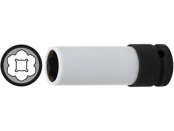 BGS Technic BGS 7309 Nástrčná hlavice 1/2" MS 17, prodloužená s plast.ochranou al.kol. Pro