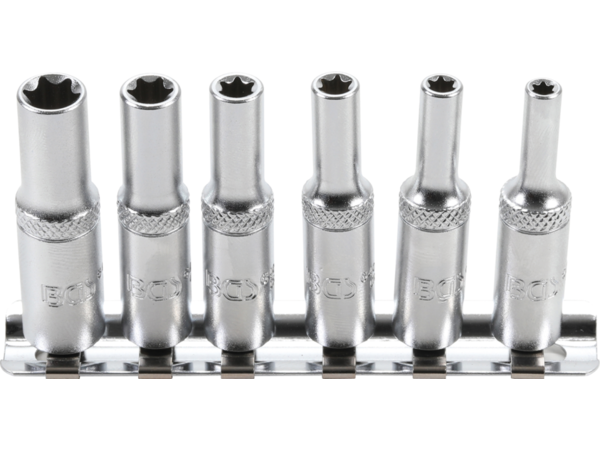 BGS Technic BGS 6403 Nástrčné hlavice 1/4" E-profil E4 ÷ E10, prodloužené. Sada 6 dílů na