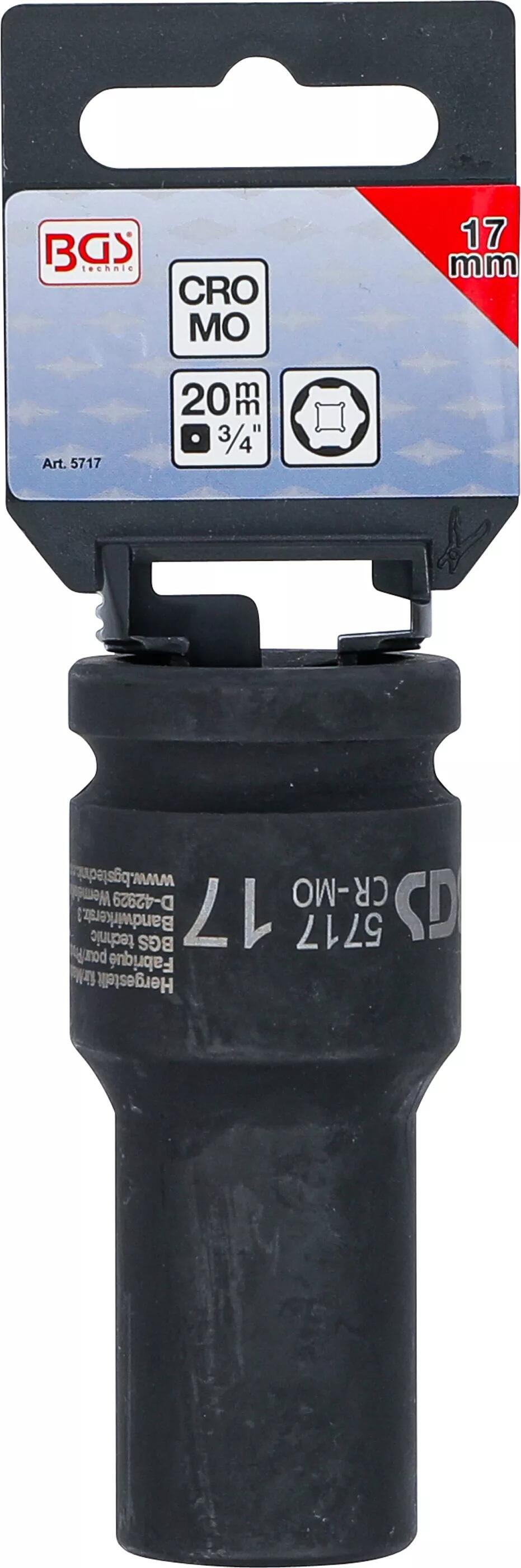 BGS Technic BGS 5717 Nástrčná hlavice 3/4" 17 mm, prodloužená, silová - Pro Torque