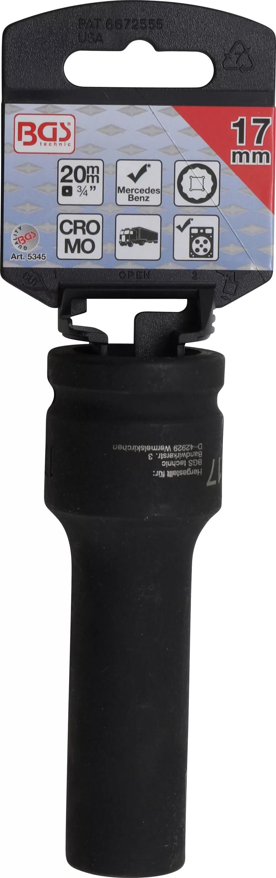 BGS Technic BGS 5345 Nástrčná hlavice 3/4" 17 mm prodloužená, 12hranná, silová