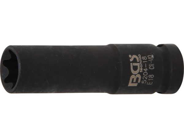 BGS Technic BGS 5204-18 Nástrčná hlavice 1/2" E-Profil E18, prodloužená, silová