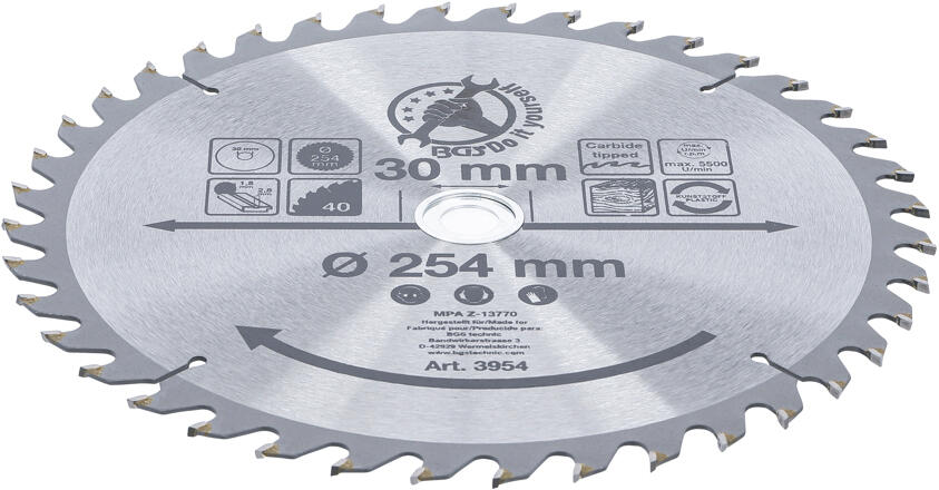BGS Technic BGS 3954 Pilový kotouč ze slinutého karbidu průměr 254 x 30 x 3,2 mm, 40 zubů