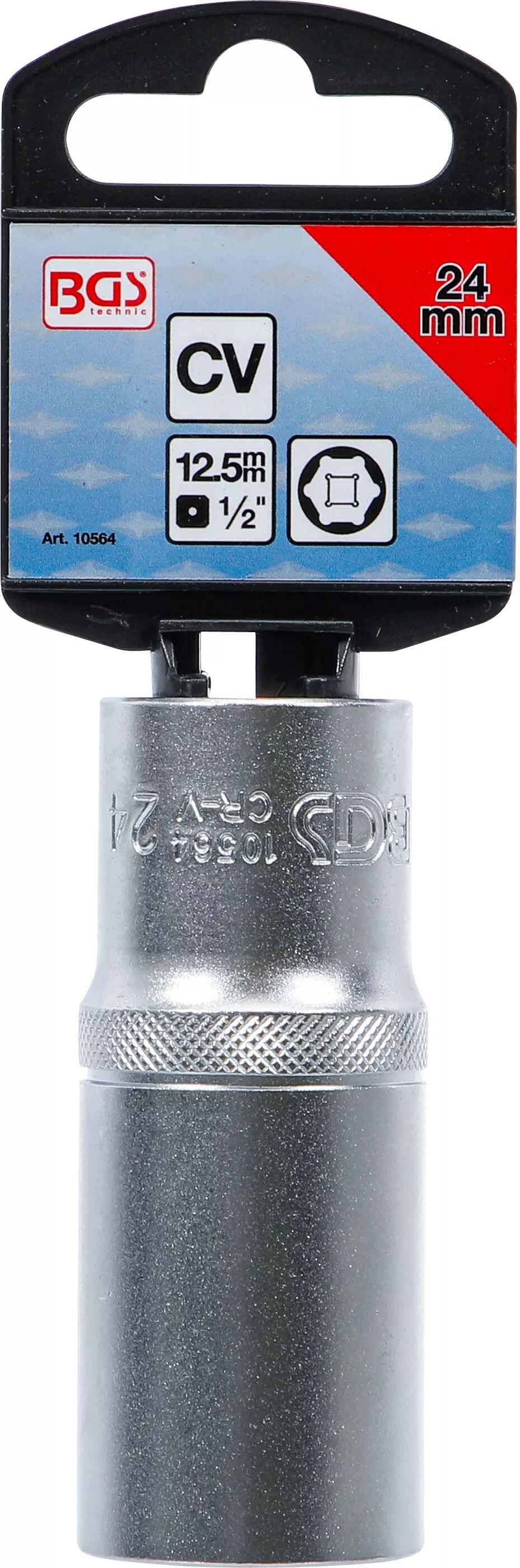 BGS Technic BGS 10564 Nástrčná hlavice 1/2“ 24 mm, 6ti hranná, prodloužená, Pro Torque