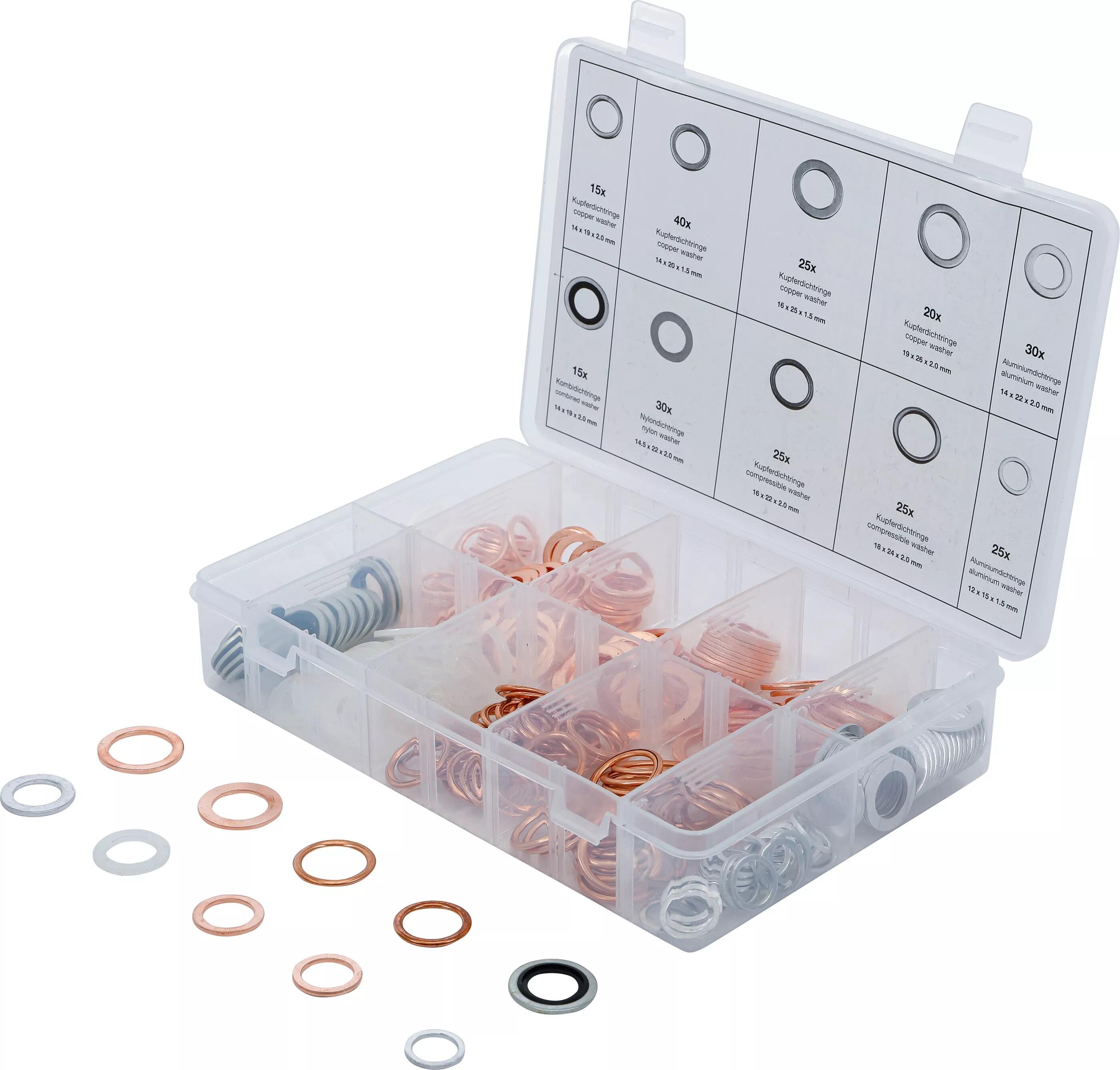 BGS Technic BGS 85225 Souprava těsnicích kroužků měď, hliník, nylon (250 dílů)