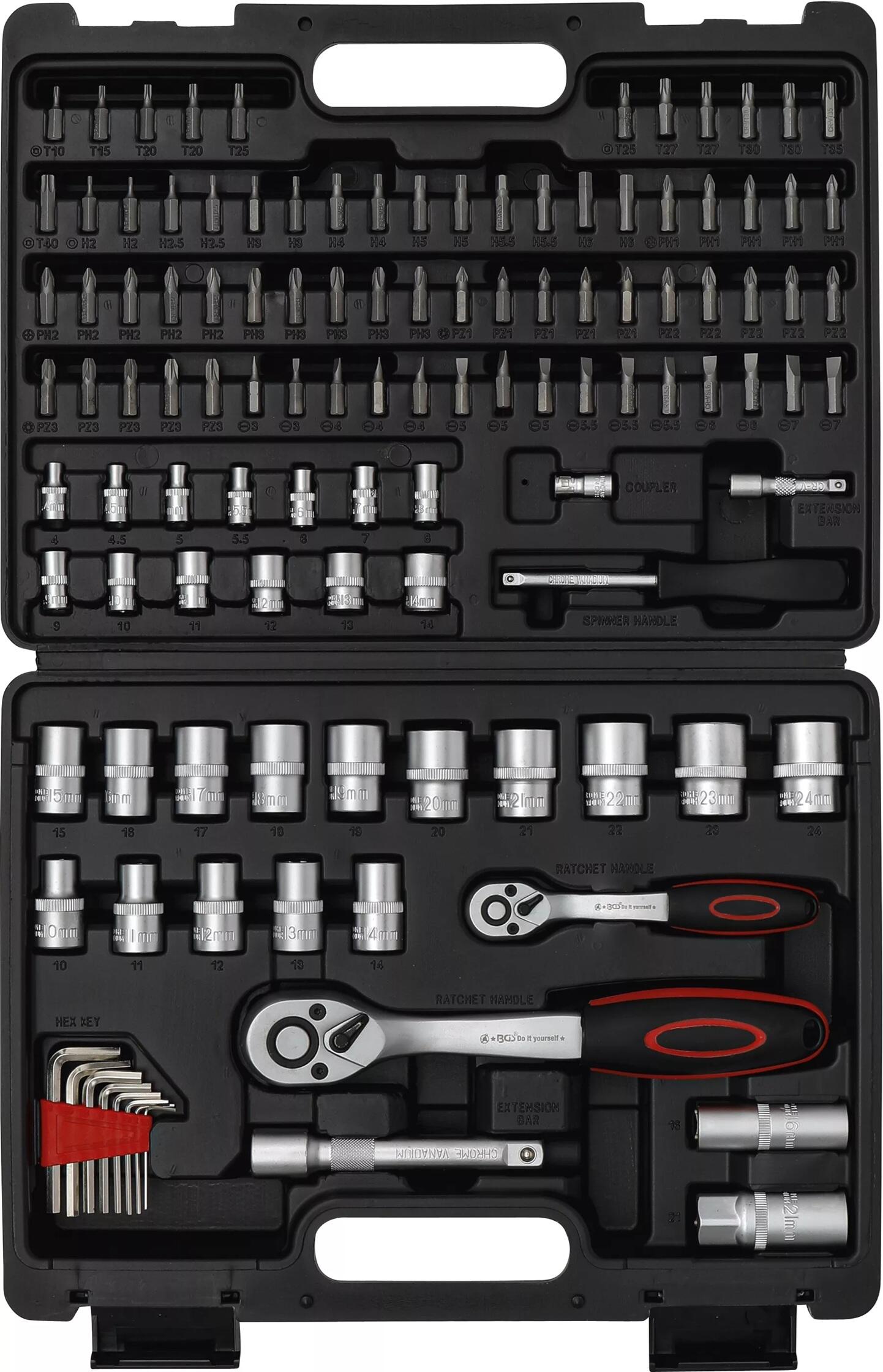 BGS Technic BGS 15120 Gola sada 1/4" + 1/2" Kraftmann 115 dílů  (4 ÷ 24 mm)