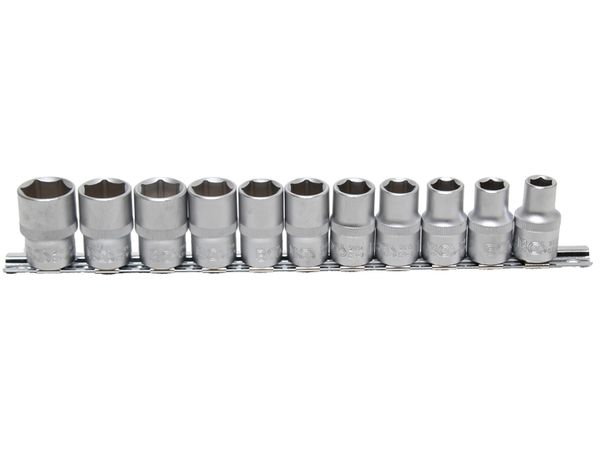BGS Technic BGS 9106 Hlavice nástrčné 1/2&quot; 10 ÷ 21 mm. Sada 11 ks na kolejnici
