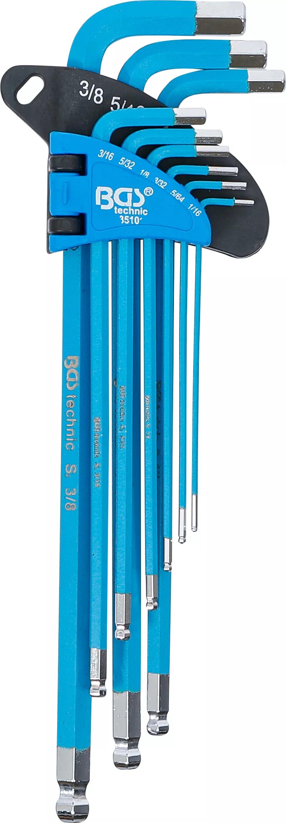 BGS Technic BGS 35101 Zástrčné klíče inbus s koulí a magnetem 1/16 ÷ 3/8&ldquo; palcové, e