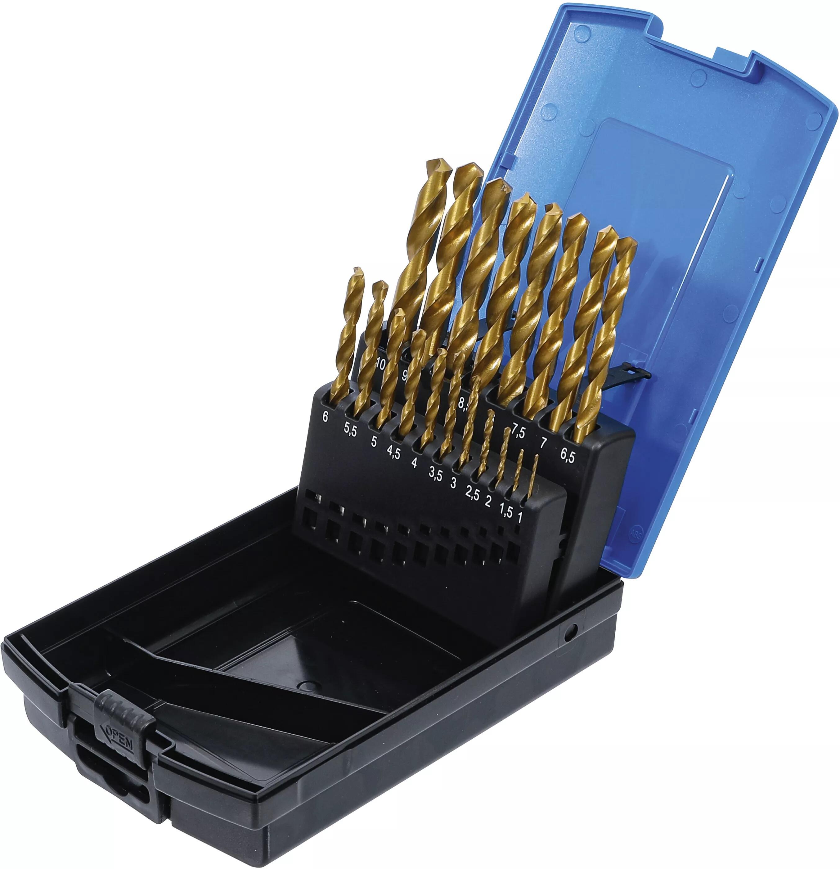 BGS Technic BGS 2013 Vrtáky HSS spirálové 1 ÷ 10 mm TiN. DIN 338. Sada 19 ks