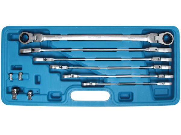 BGS Technic BGS 1541 Výkyvné očkové ráčnové klíče, OK 8 ÷ 19 mm. Sada 10 dílů