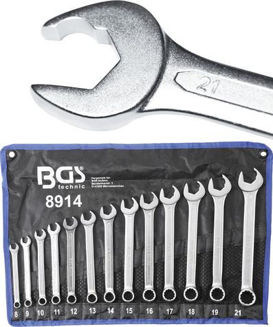 BGS Technic BGS 8914 Očkoploché klíče 8 ÷ 21 mm s funkcí ráčny. Sada 13 dílů